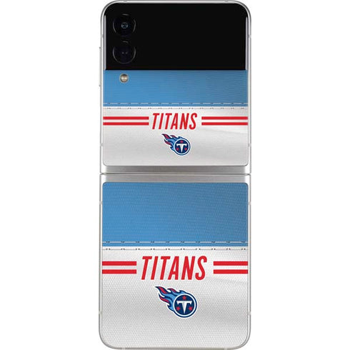 NFL Tennessee Titans White Striped Galaxy Z Flip3 5G Skin