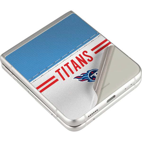 NFL Tennessee Titans White Striped Galaxy Z Flip3 5G Skin