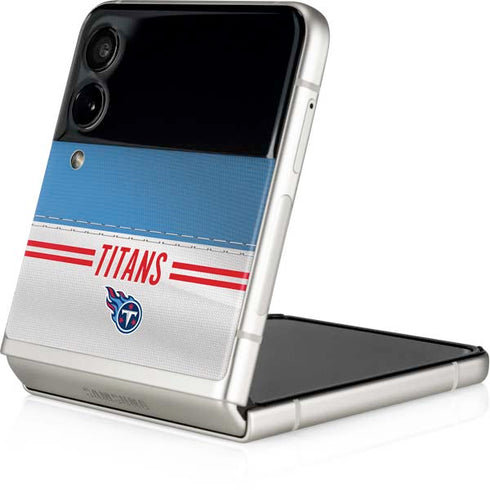 NFL Tennessee Titans White Striped Galaxy Z Flip4 5G Skin