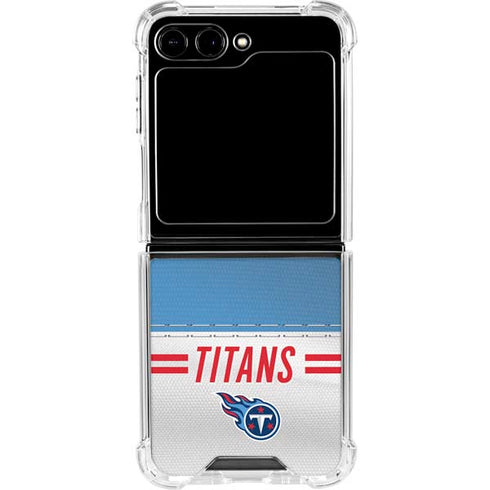 NFL Tennessee Titans White Striped Galaxy Z Flip5 5G Clear Case
