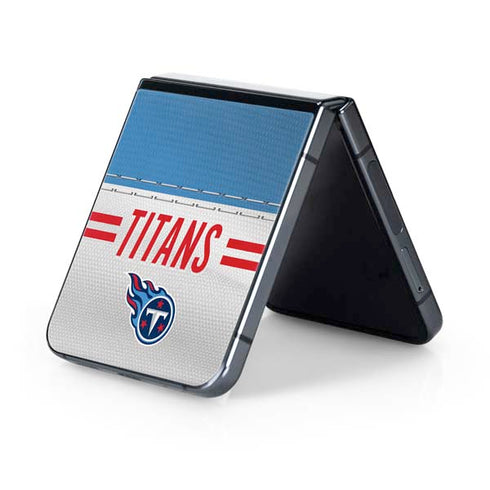 NFL Tennessee Titans White Striped Galaxy Z Flip5 5G Skin
