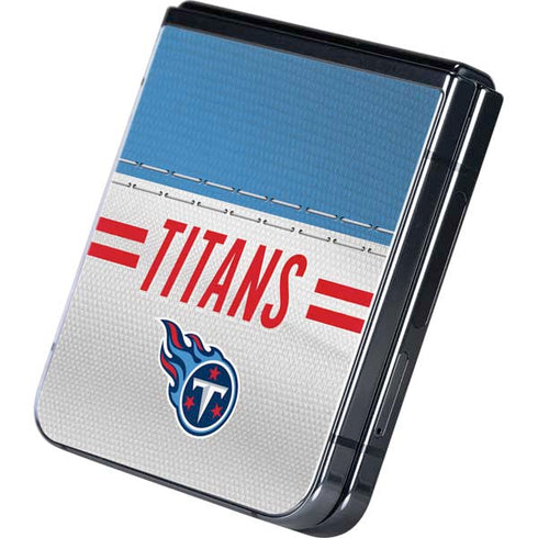 NFL Tennessee Titans White Striped Galaxy Z Flip5 5G Skin