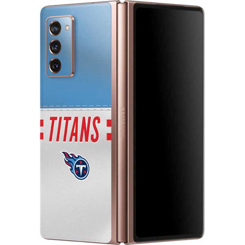 NFL Tennessee Titans White Striped Galaxy Z Fold2 5G Skin