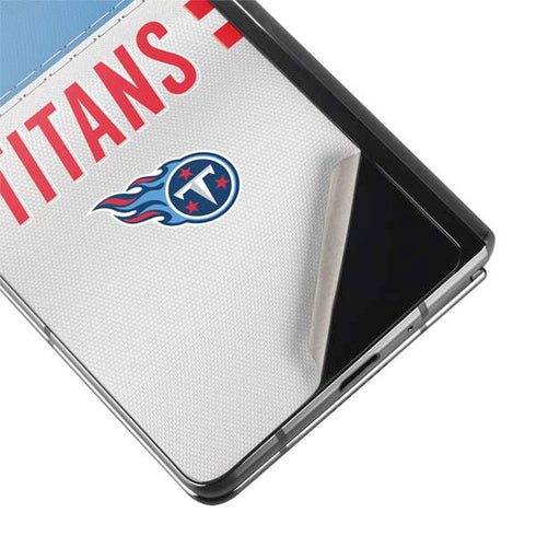 NFL Tennessee Titans White Striped Galaxy Z Fold2 5G Skin