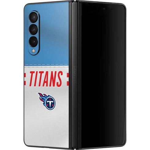 NFL Tennessee Titans White Striped Galaxy Z Fold3 5G Skin