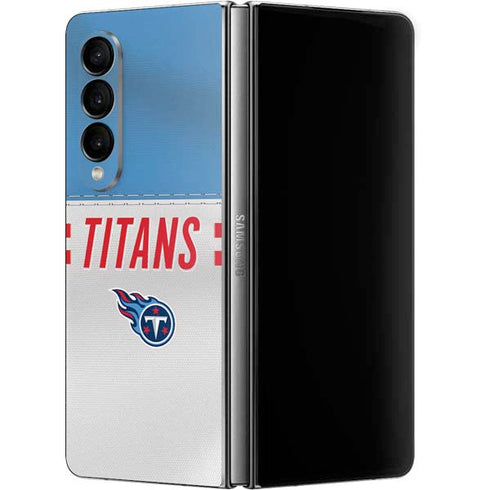 NFL Tennessee Titans White Striped Galaxy Z Fold4 5G Skin