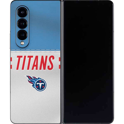 NFL Tennessee Titans White Striped Galaxy Z Fold4 5G Skin