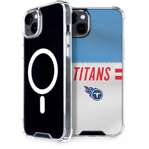 NFL Tennessee Titans White Striped iPhone 15 Plus MagSafe Case