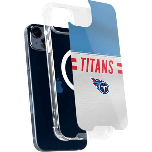 NFL Tennessee Titans White Striped iPhone 14 Plus MagSafe Case