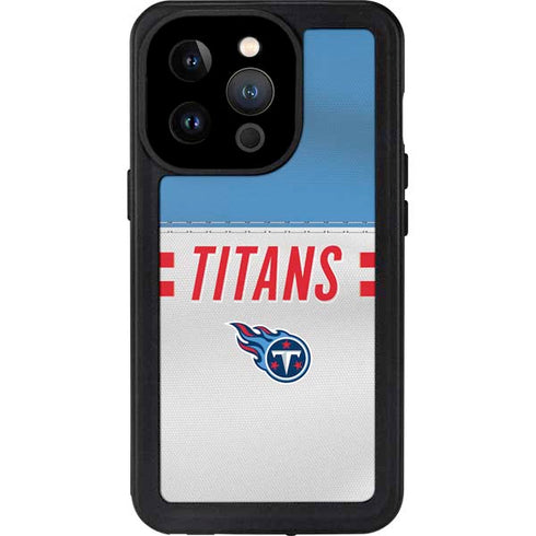 NFL Tennessee Titans White Striped iPhone 14 Pro Waterproof Case
