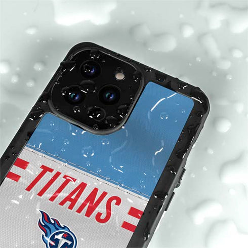 NFL Tennessee Titans White Striped iPhone 15 Pro Waterproof Case