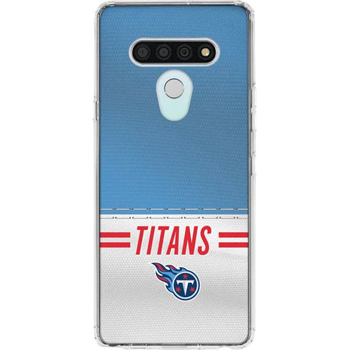 NFL Tennessee Titans White Striped LG Stylo 6 Clear Case