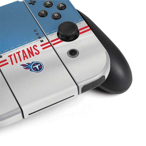 NFL Tennessee Titans White Striped Nintendo Switch OLED (2021) Skin