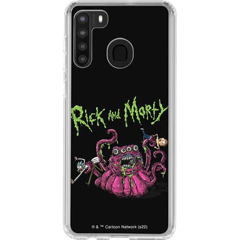 Adult Swim Rick and Morty Tentacle Attack Galaxy A21 Clear Case