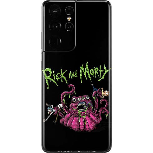 Adult Swim Rick and Morty Tentacle Attack Galaxy S21 Ultra 5G Skin