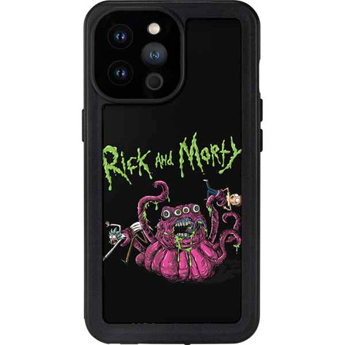 Adult Swim Rick and Morty Tentacle Attack iPhone 14 Pro Max Waterproof Case
