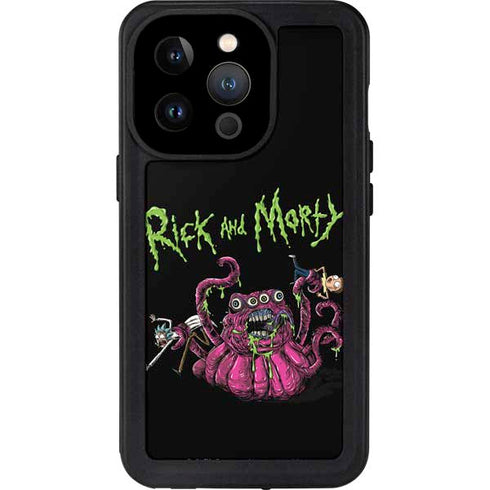 Adult Swim Rick and Morty Tentacle Attack iPhone 14 Pro Waterproof Case