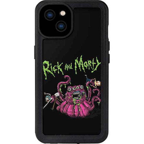 Adult Swim Rick and Morty Tentacle Attack iPhone 15 Plus Waterproof Case