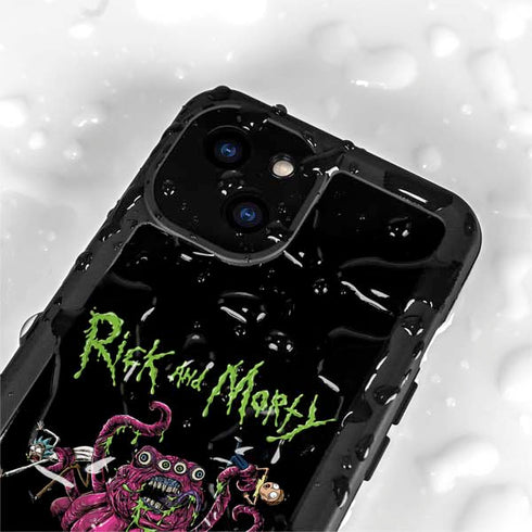 Adult Swim Rick and Morty Tentacle Attack iPhone 15 Plus Waterproof Case