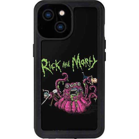 Adult Swim Rick and Morty Tentacle Attack iPhone 15 Waterproof Case