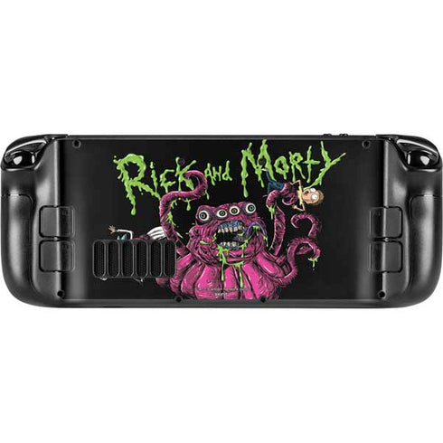 Adult Swim Rick and Morty Tentacle Attack Steam Deck Handheld Gaming Computer Skin