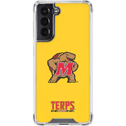 University of Maryland Terps Yellow Galaxy S22 Clear Case