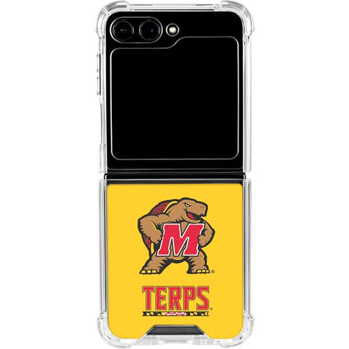 University of Maryland Terps Yellow Galaxy Z Flip5 5G Clear Case