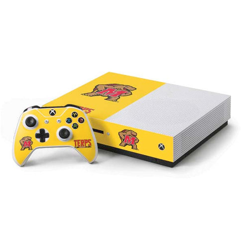 University of Maryland Terps Yellow Xbox One S Console and Controller Bundle Skin