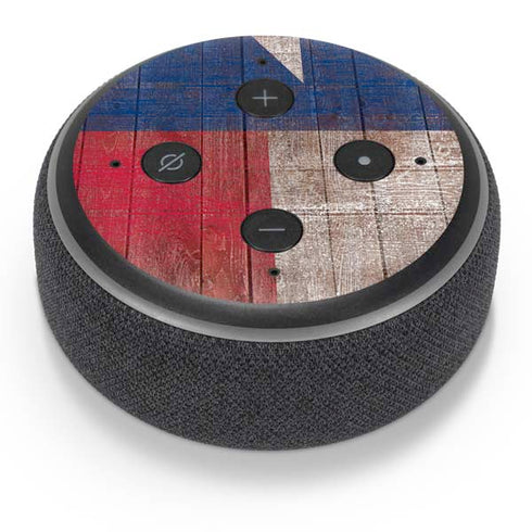 Texas Flag Dark Wood Amazon Echo Dot Skin