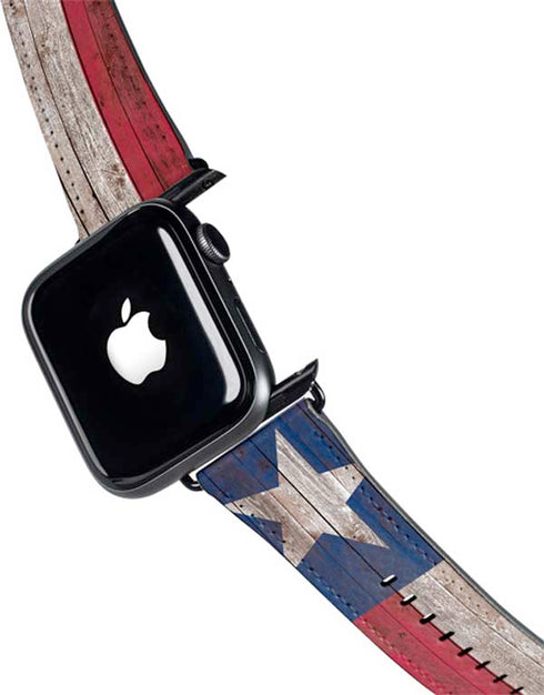 Texas Flag Dark Wood Apple Watch Band 42-44mm