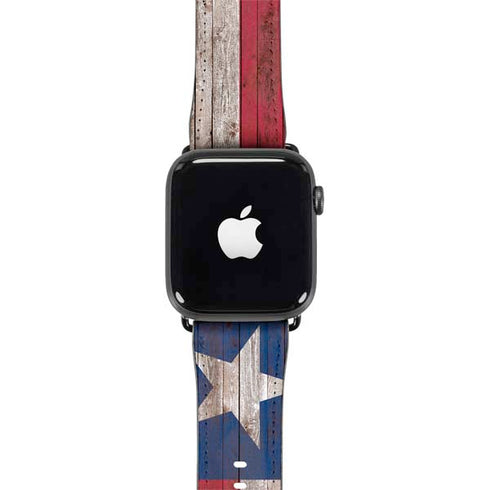 Texas Flag Dark Wood Apple Watch Band 38-40mm