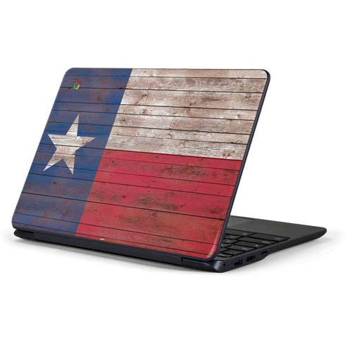 Texas Flag Dark Wood Samsung Chromebook Skin