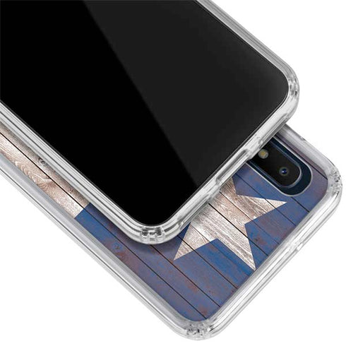 Texas Flag Dark Wood Galaxy A10e Clear Case