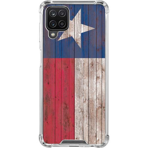 Texas Flag Dark Wood Galaxy A12 Clear Case