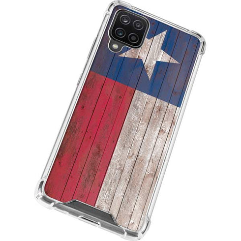 Texas Flag Dark Wood Galaxy A12 Clear Case