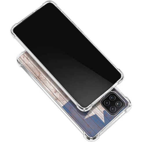 Texas Flag Dark Wood Galaxy A12 Clear Case