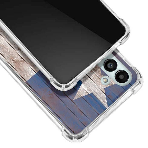 Texas Flag Dark Wood Galaxy A13 5G Clear Case