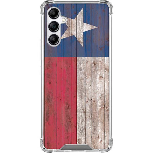 Texas Flag Dark Wood Galaxy A15 5G Clear Case