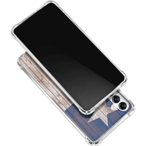 Texas Flag Dark Wood Galaxy A15 5G Clear Case