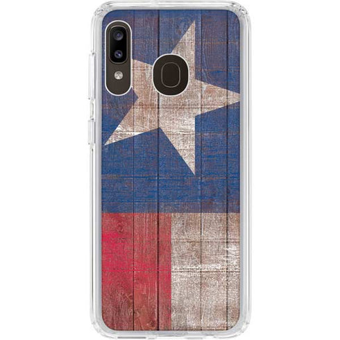 Texas Flag Dark Wood Galaxy A20 Clear Case