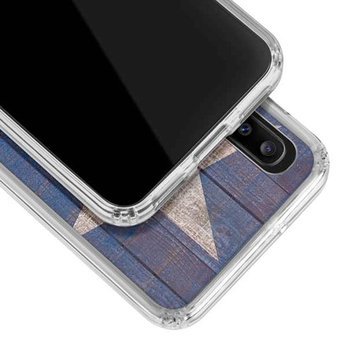 Texas Flag Dark Wood Galaxy A20 Clear Case