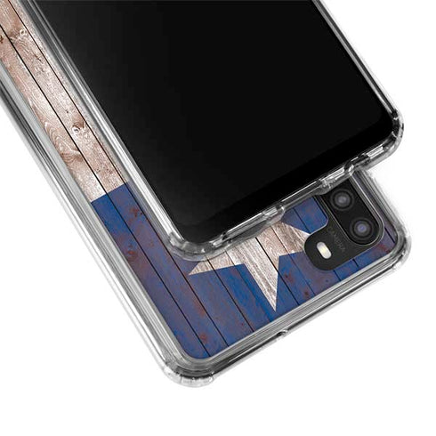 Texas Flag Dark Wood Galaxy A21 Clear Case