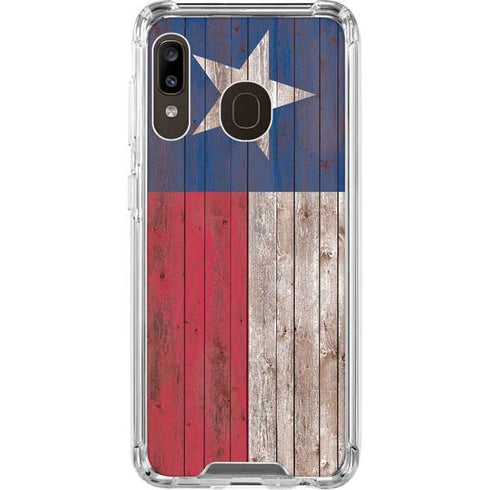 Texas Flag Dark Wood Galaxy A30 Clear Case
