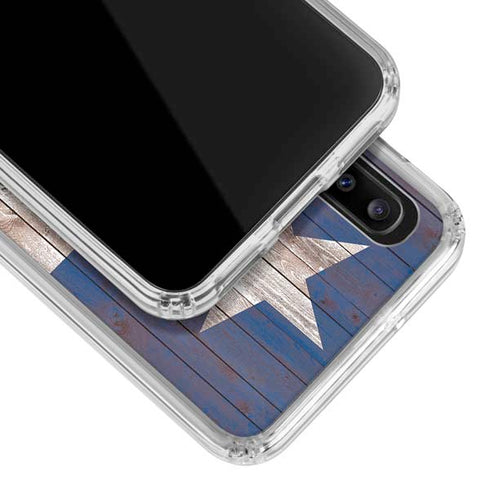 Texas Flag Dark Wood Galaxy A30 Clear Case