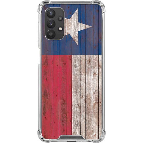 Texas Flag Dark Wood Galaxy A32 5G Clear Case
