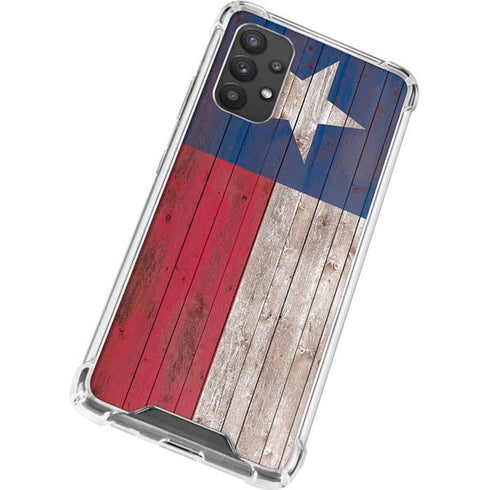 Texas Flag Dark Wood Galaxy A32 5G Clear Case