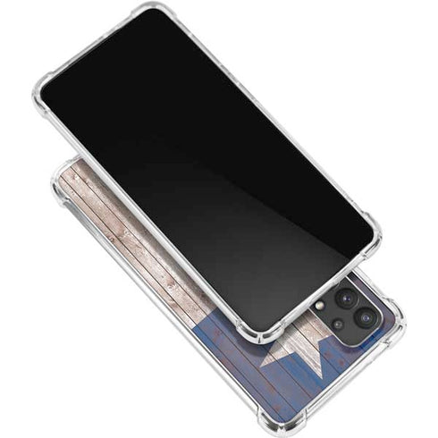 Texas Flag Dark Wood Galaxy A32 5G Clear Case