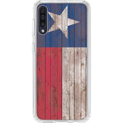 Texas Flag Dark Wood Galaxy A50 Clear Case