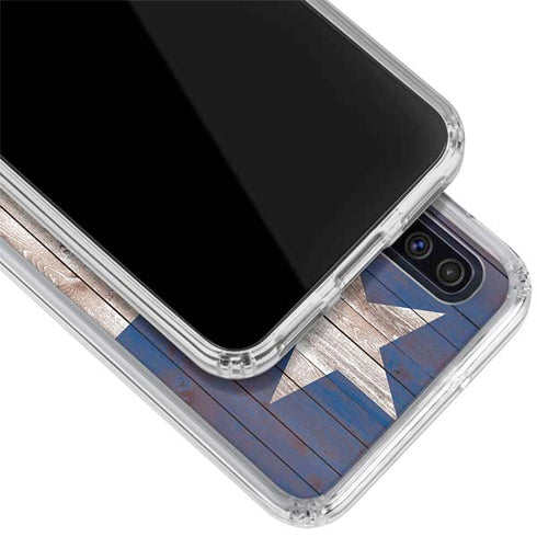 Texas Flag Dark Wood Galaxy A50 Clear Case