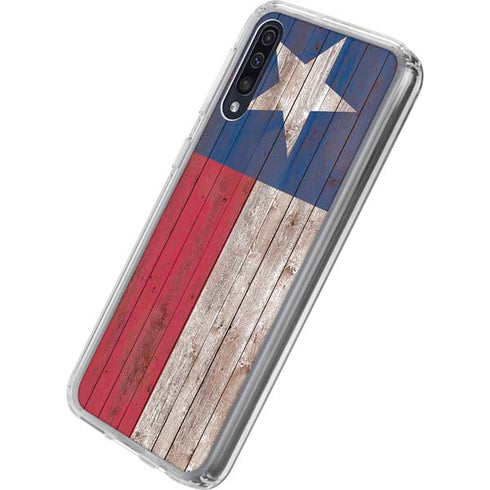 Texas Flag Dark Wood Galaxy A50 Clear Case